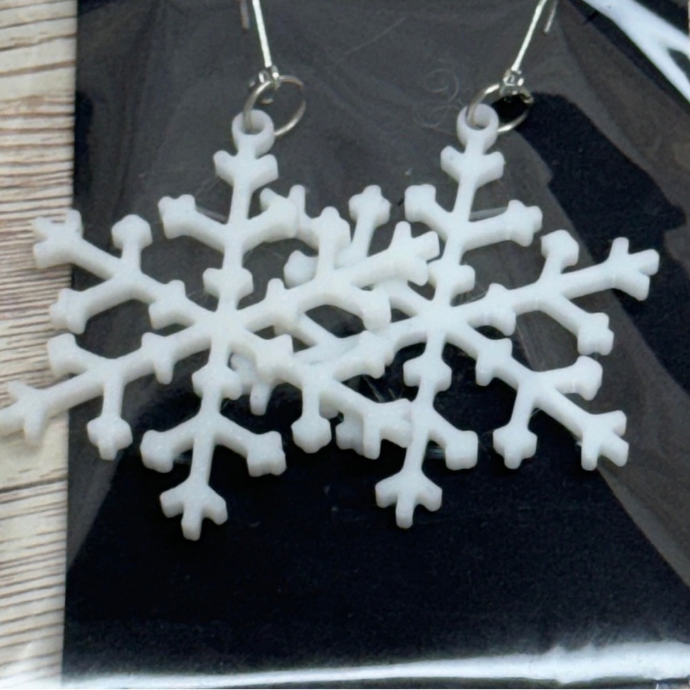 Snowflake Earrings - 3d printed design #7 - Picture 2 of 2